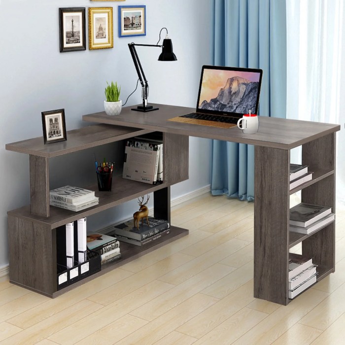 Desk office computer corner shaped furniture storage study workstation rotating open walmart shelves tier gaming